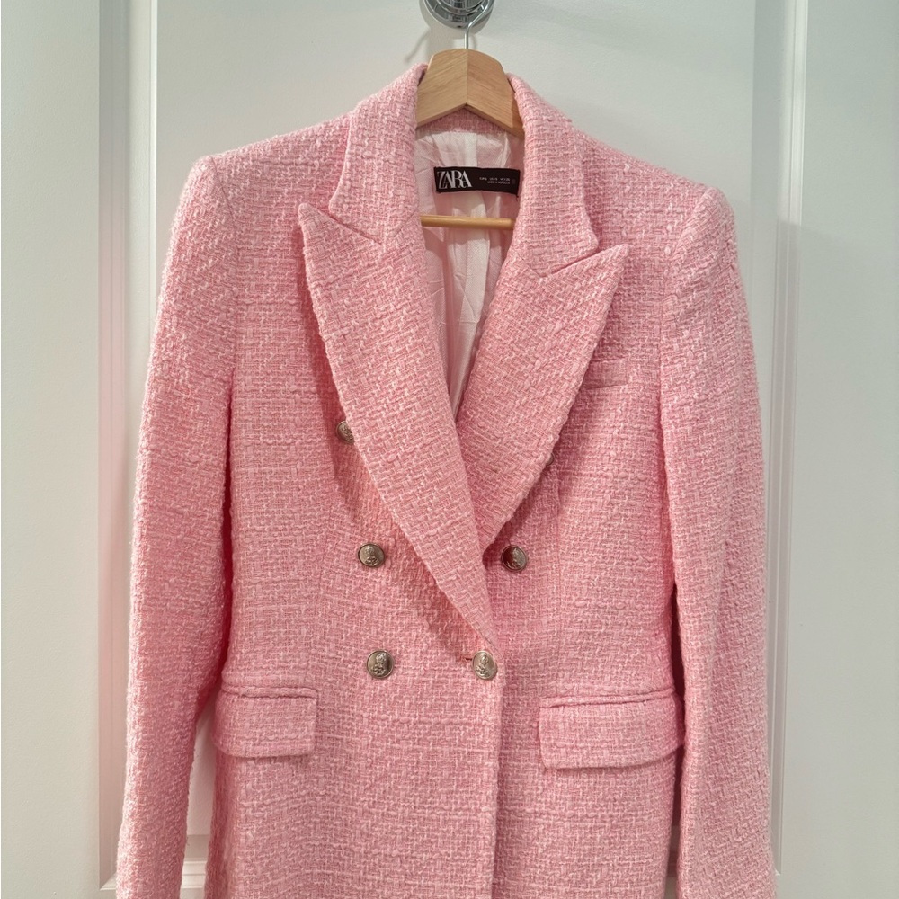 Zara Pink Tweed Blazer